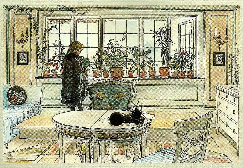 Carl Larsson blomsterfonstret Norge oil painting art
